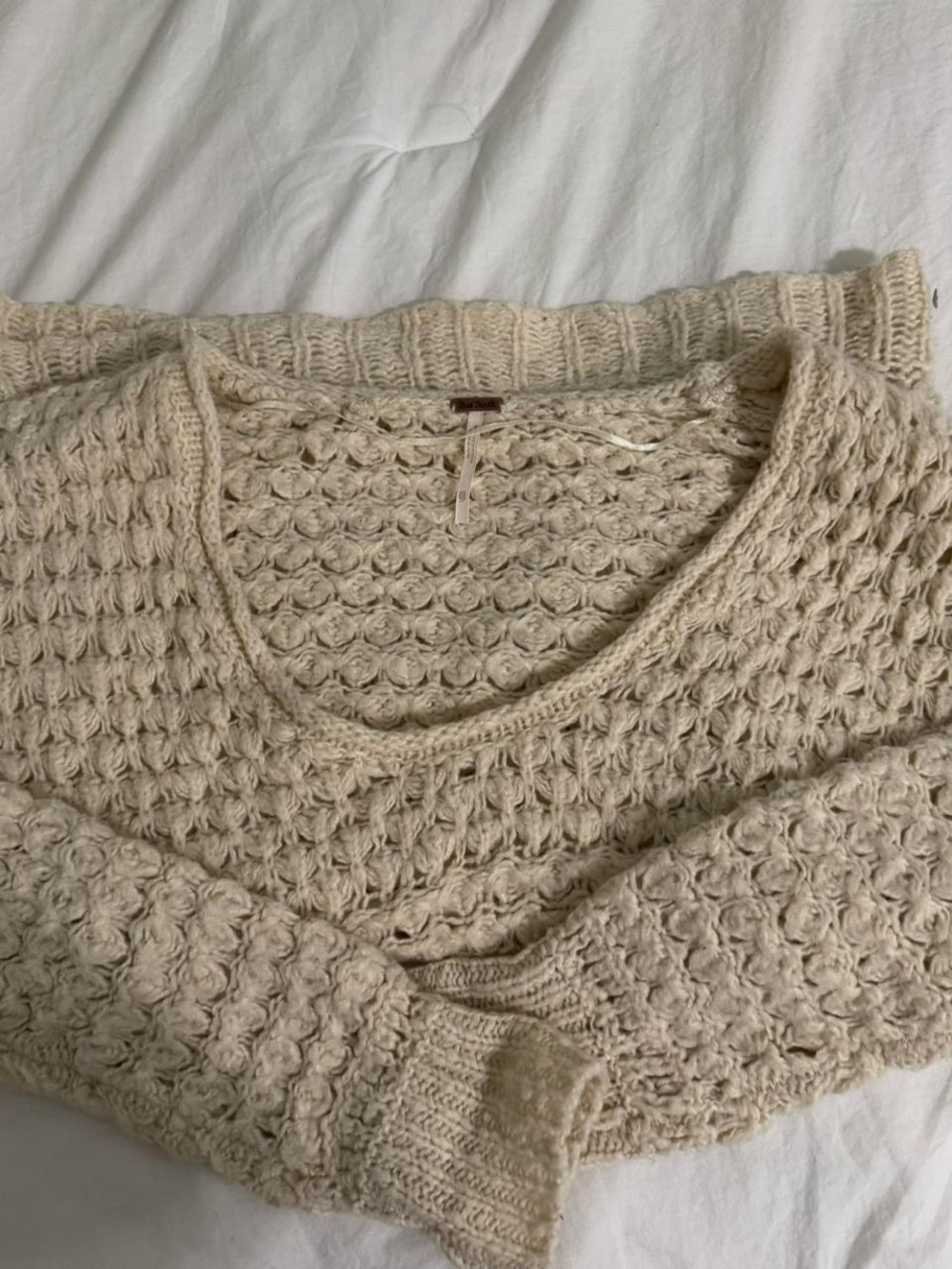 Free People Off-the-Shoulder Chunky Knit Sweater in Cream